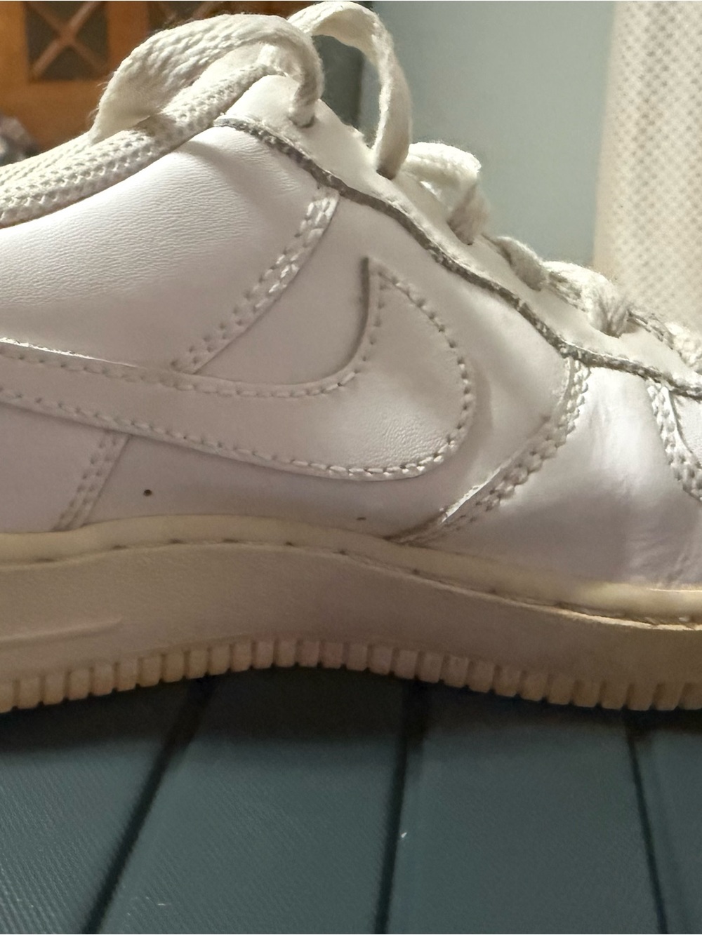 Nike Kids Nike Air Force One White Leather Sneakers with Off-White Soles
